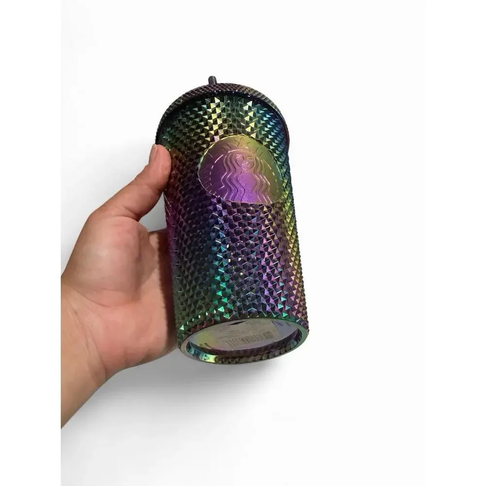 Starbucks Oil Slick Rainbow Studded Tumbler 16oz. Grande Cold Cup Fall 2023